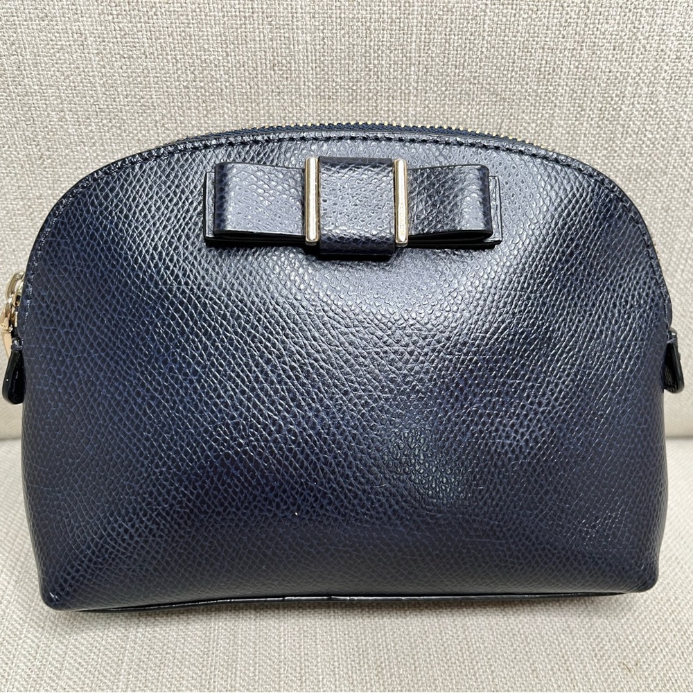 Coach Bow clutch wristlet Leather 
Midnight Blue